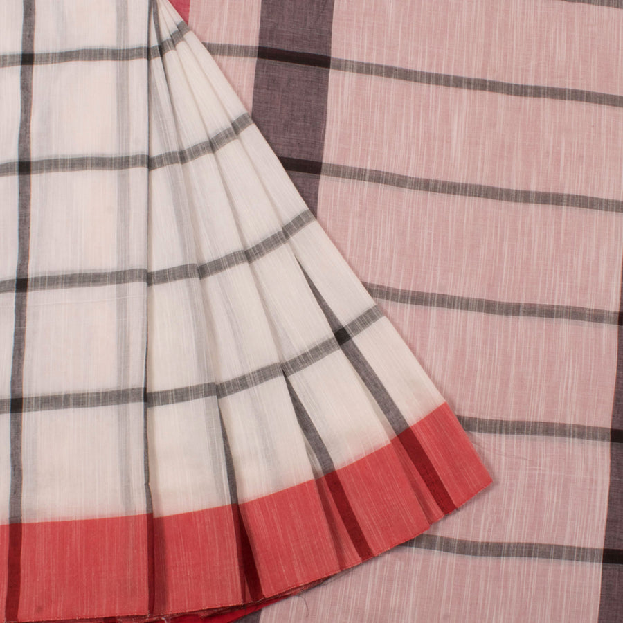 Handloom Cotton Saree with Checks Design 