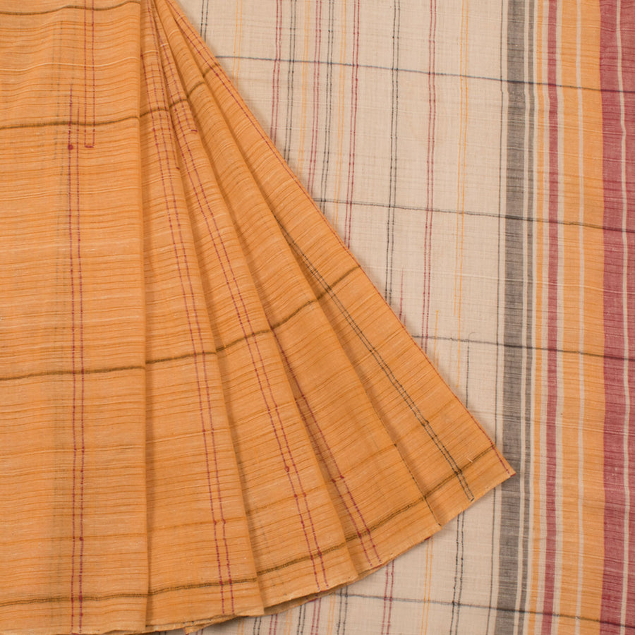 Handloom Gamcha Cotton Saree with Checks Design and Without Blouse 