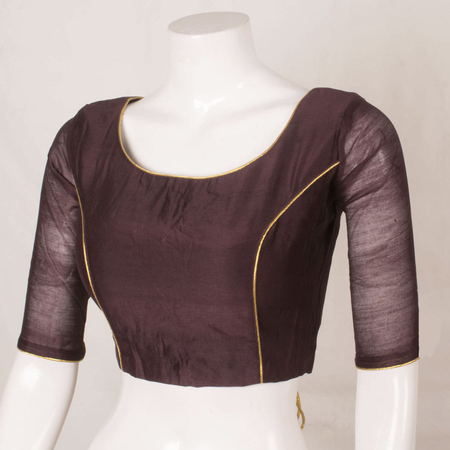 Handcrafted Chanderi Silk Cotton Blouse with Contrast Piping, Back Tie-Up and Demi Cup Padding