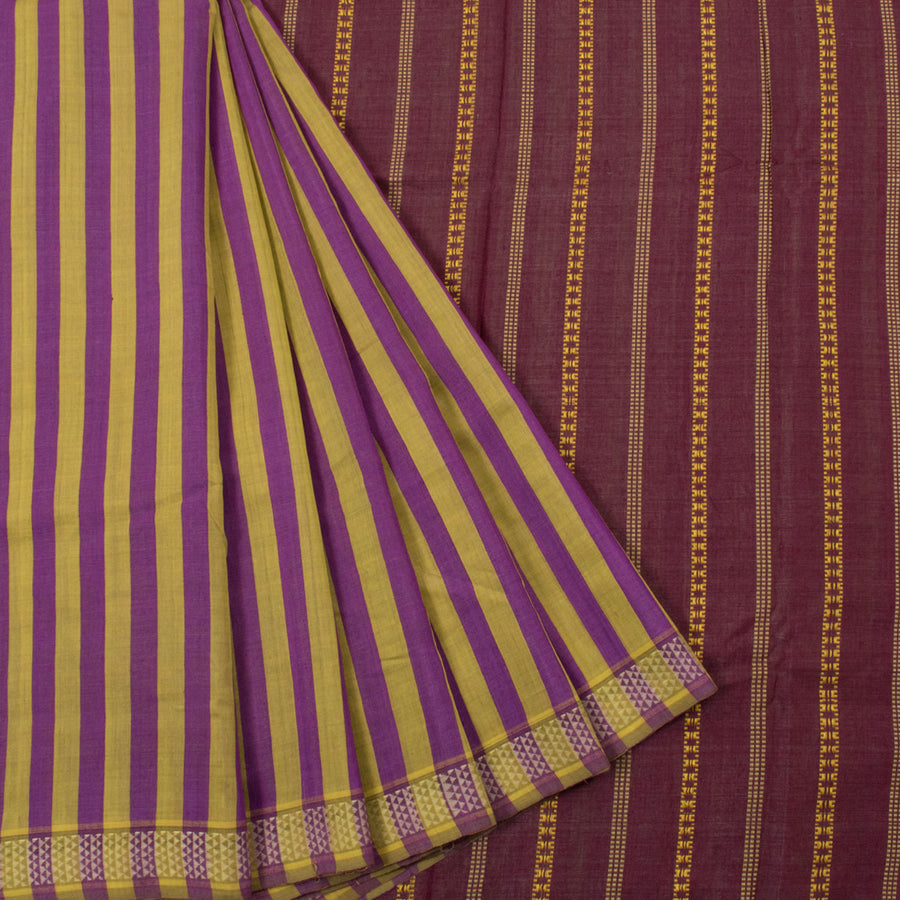 Handloom Odisha Tussar Linen Saree with Stripes Design and Diamond Border