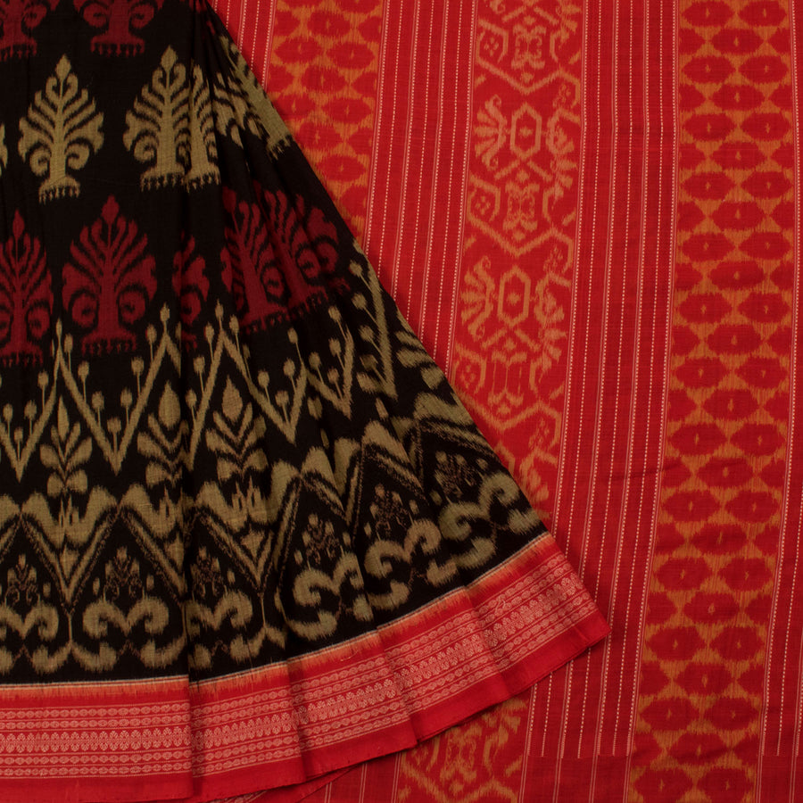 Handloom Odisha Ikat Cotton Saree with Floral Design 