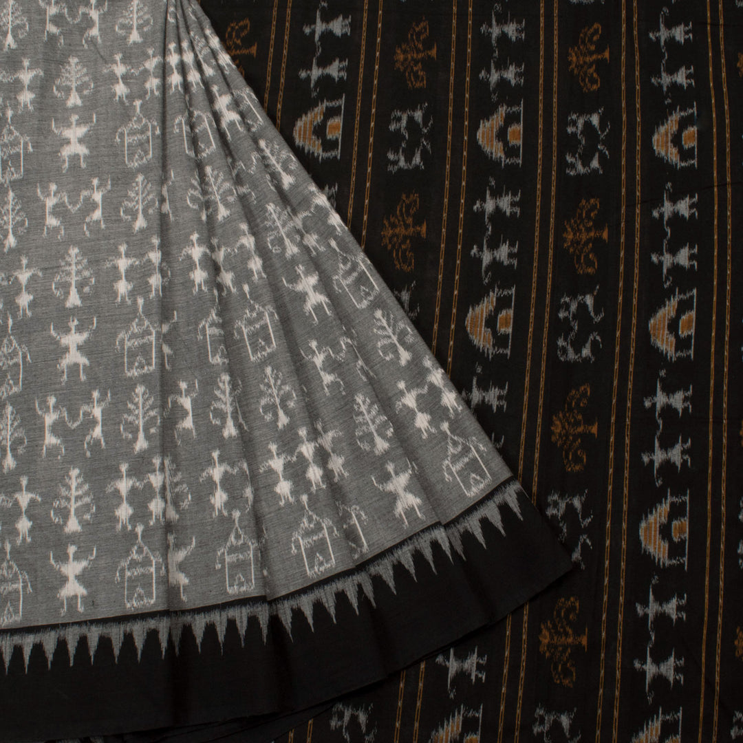 Handloom Odisha Ikat Cotton Saree with Warli Design