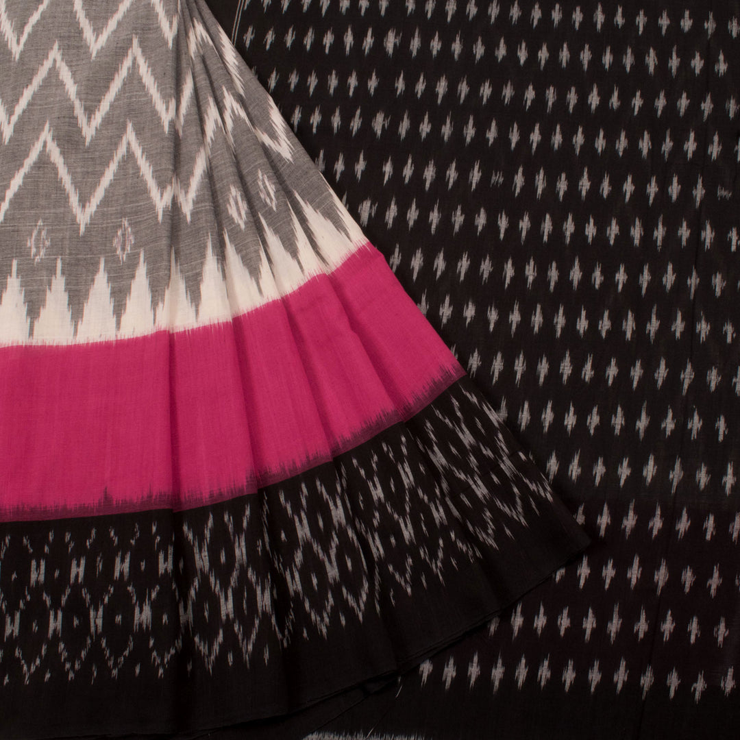 Handloom Putapakka Telia Ikat Cotton Saree with Zigzag Design