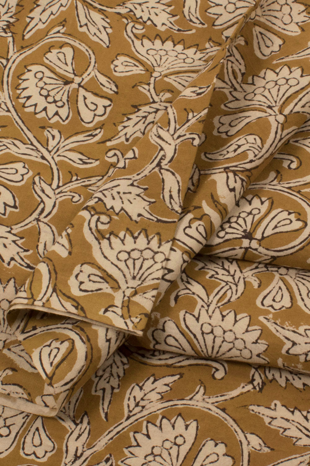 Hand Block Printed 2.5 m Cotton Kurta Material with Floral Design