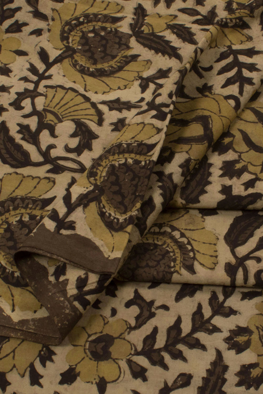 Dabu Printed 2.5 m Cotton Kurta Material with Floral Design