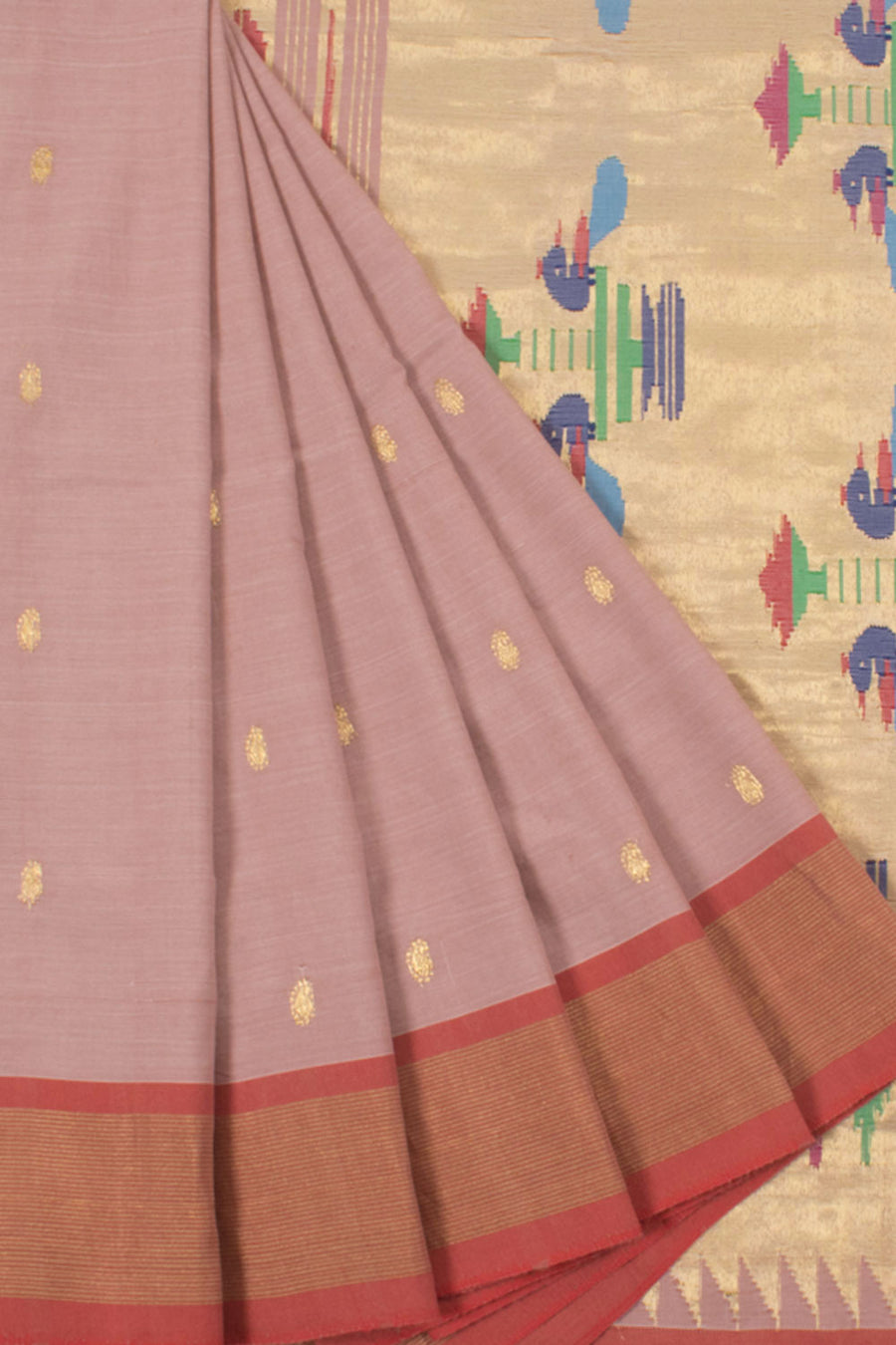 Handloom Traditional Paithani Cotton Saree with Peacock Pallu