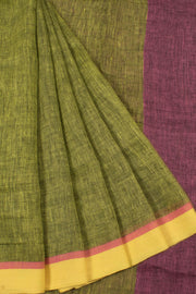 Handloom Bhagalpur Linen Saree with Ganga Jamuna Border