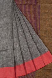 Handloom Bhagalpur Linen Saree with Contrast Border