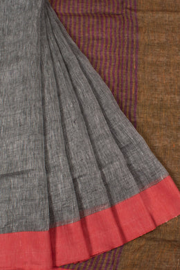 Handloom Bhagalpur Linen Saree with Contrast Border