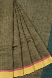 Handloom Bhagalpur Linen Saree with Ganga Jamuna Border 