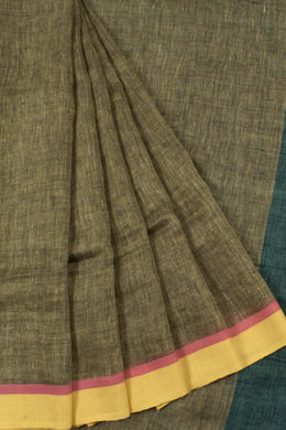 Handloom Bhagalpur Linen Saree with Ganga Jamuna Border 