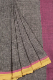 Handloom Bhagalpur Linen Saree with Contrast Border