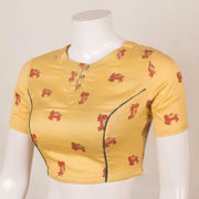 Hand Block Printed Silk Cotton Blouse with Elephant Motifs 