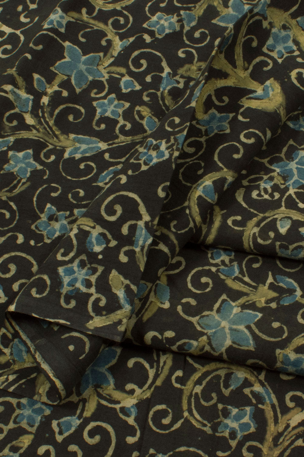 Ajrakh Printed 2.5 m Cotton Kurta Material with Floral Design