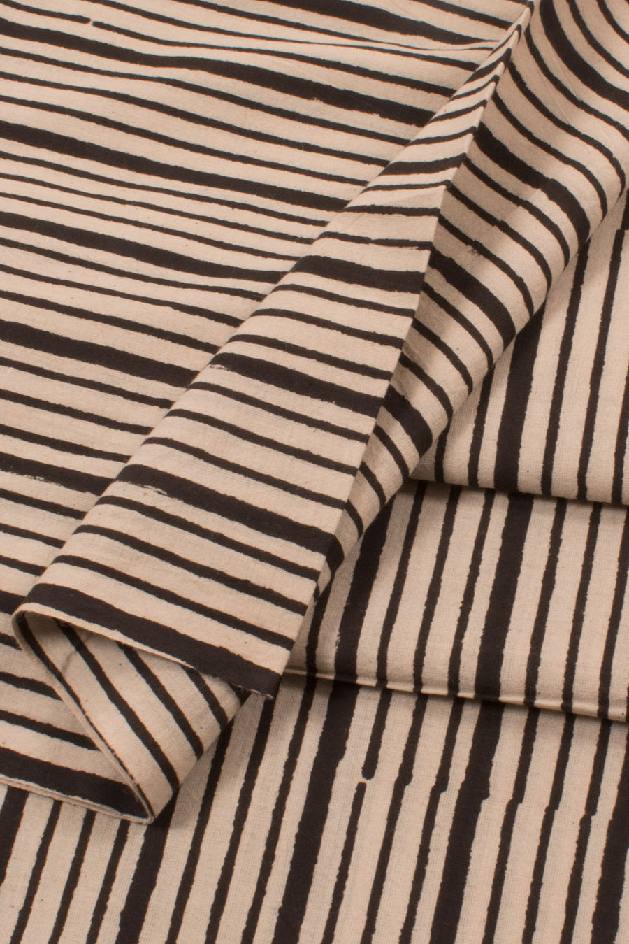 Hand Block Printed 2.5 m Cotton Kurta Material with Stripes Design