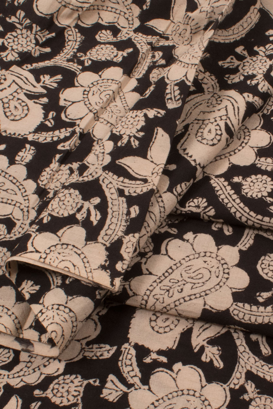Hand Block Printed 2.5 m Cotton Kurta Material with Floral Design 