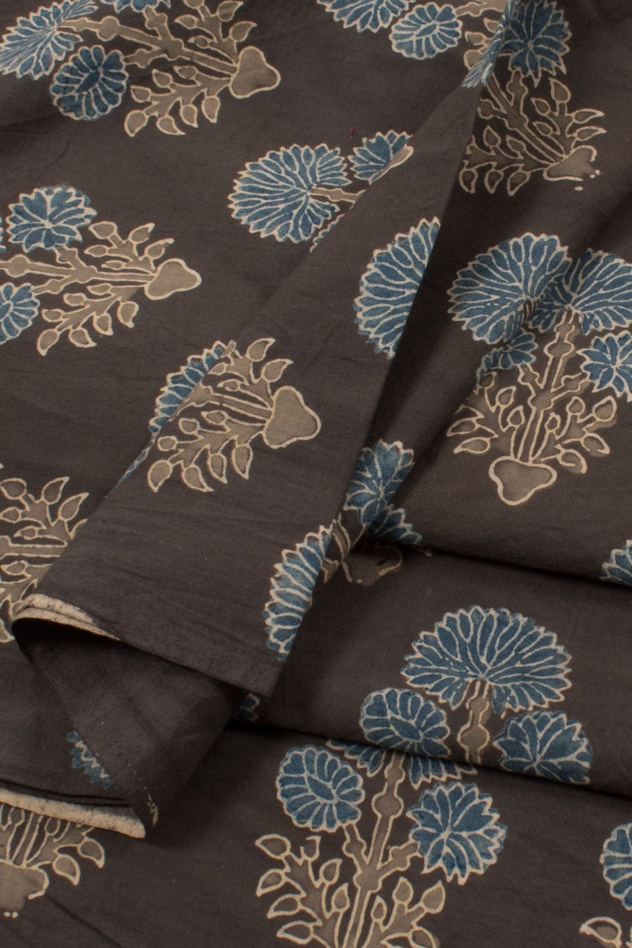 Ajrakh Printed 2.5 m Cotton Kurta Material with Floral Design
