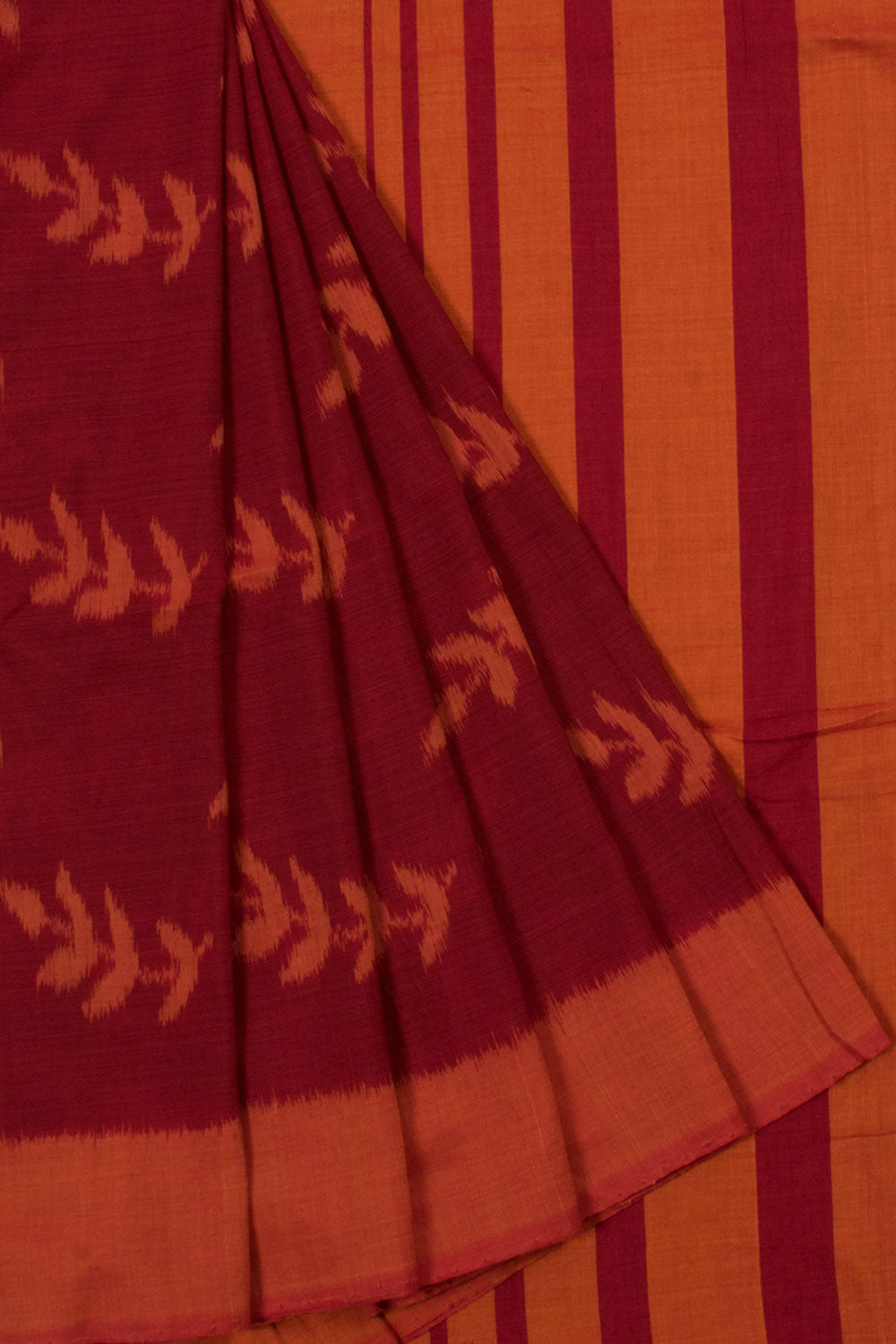 Handloom Odisha Ikat Cotton Saree with Leaf Motifs