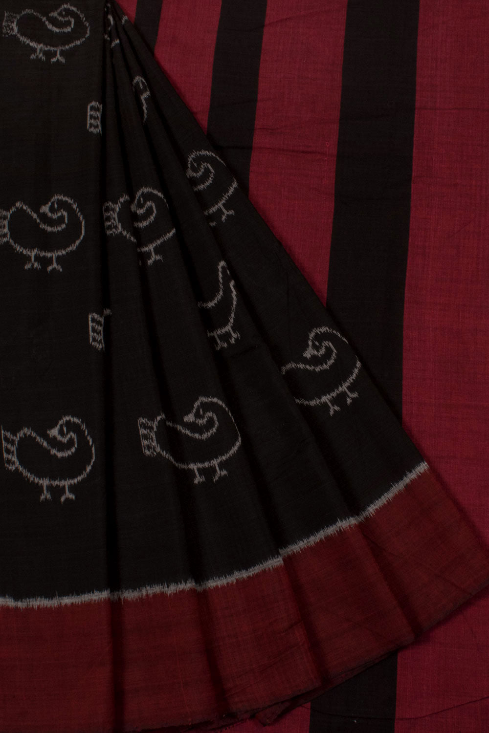 Handloom Odisha Ikat Cotton Saree with Bird Motifs