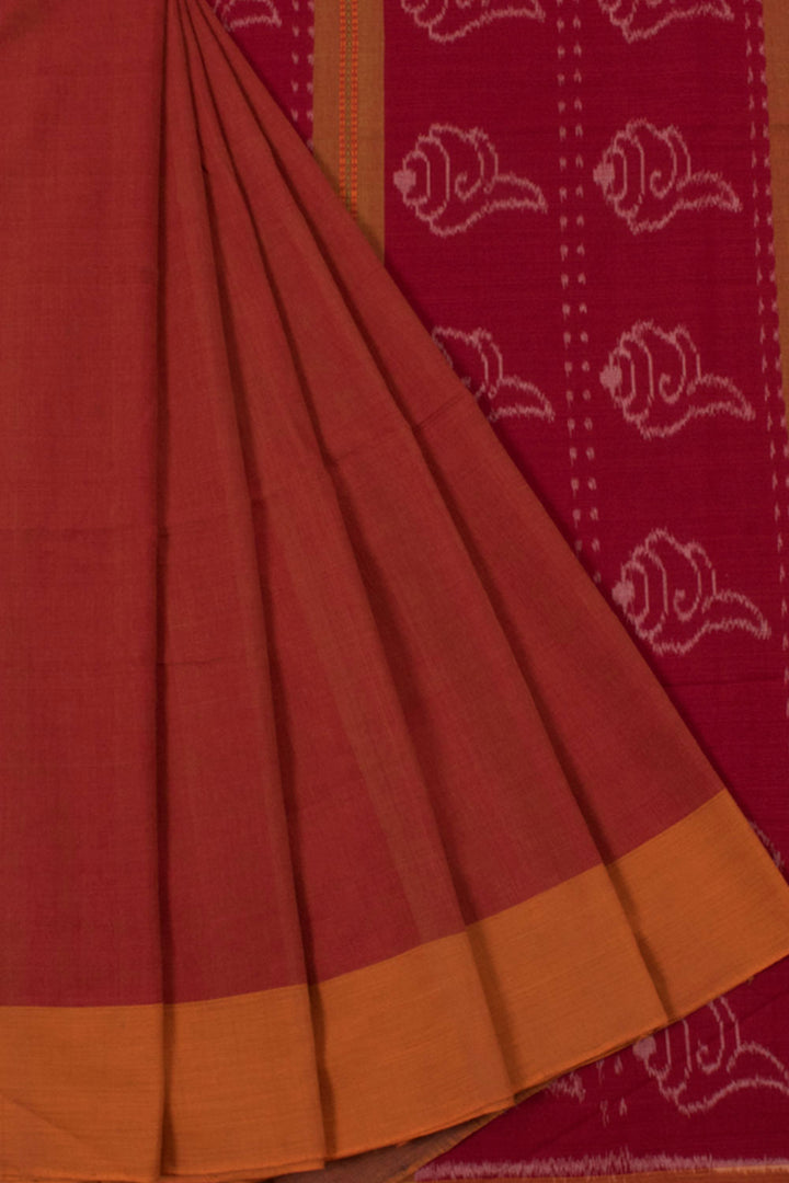 Handloom Odisha Cotton Saree with Conch Ikat Pallu