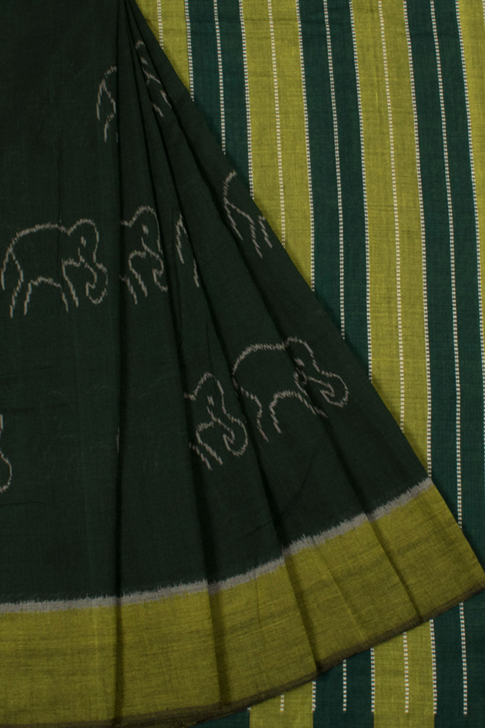 Handloom Odisha Ikat Cotton Saree with Elephant Motifs