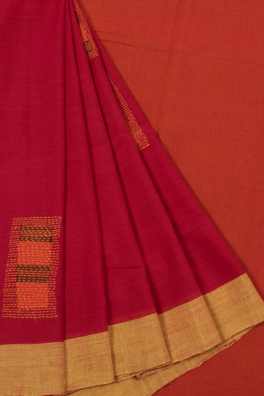 Handloom Odisha Cotton Saree with Hand quilted design