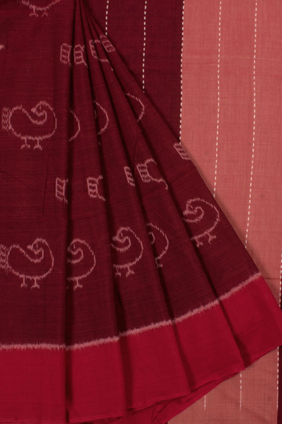 Handloom Odisha Ikat Cotton Saree with Bird Motifs 