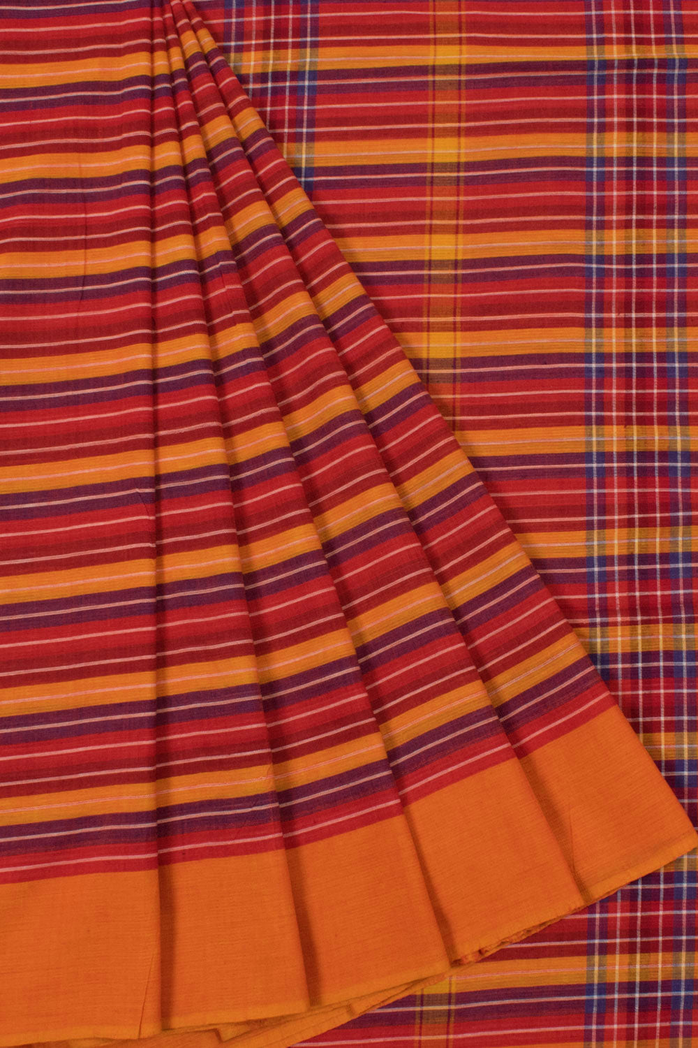 Handloom Odisha Cotton Saree with Multicolour Stripes Design