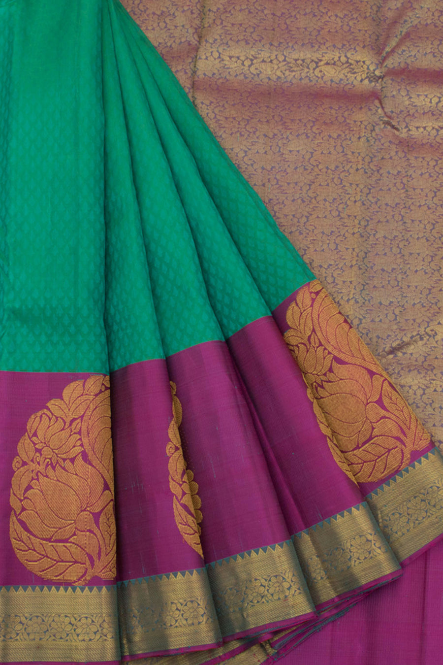 Handloom Pure Silk Jacquard Kanjivaram Saree with Floral Butta Border