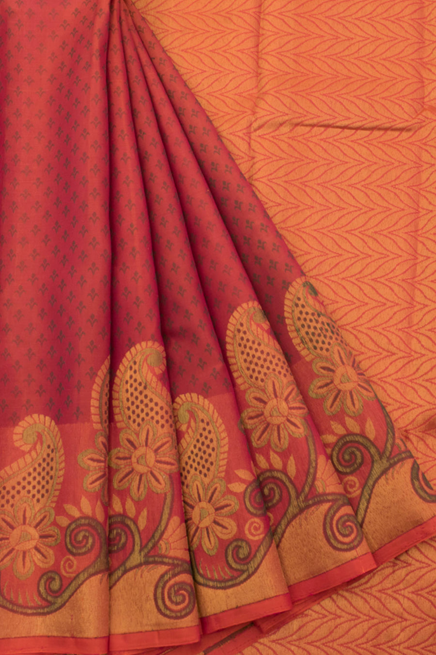 Handloom Pure Silk Jacquard Kanjivaram Saree with Floral Motifs and Paisley Border