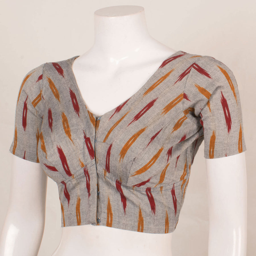 Handcrafted Ikat Cotton Blouse with Choli-cut Design