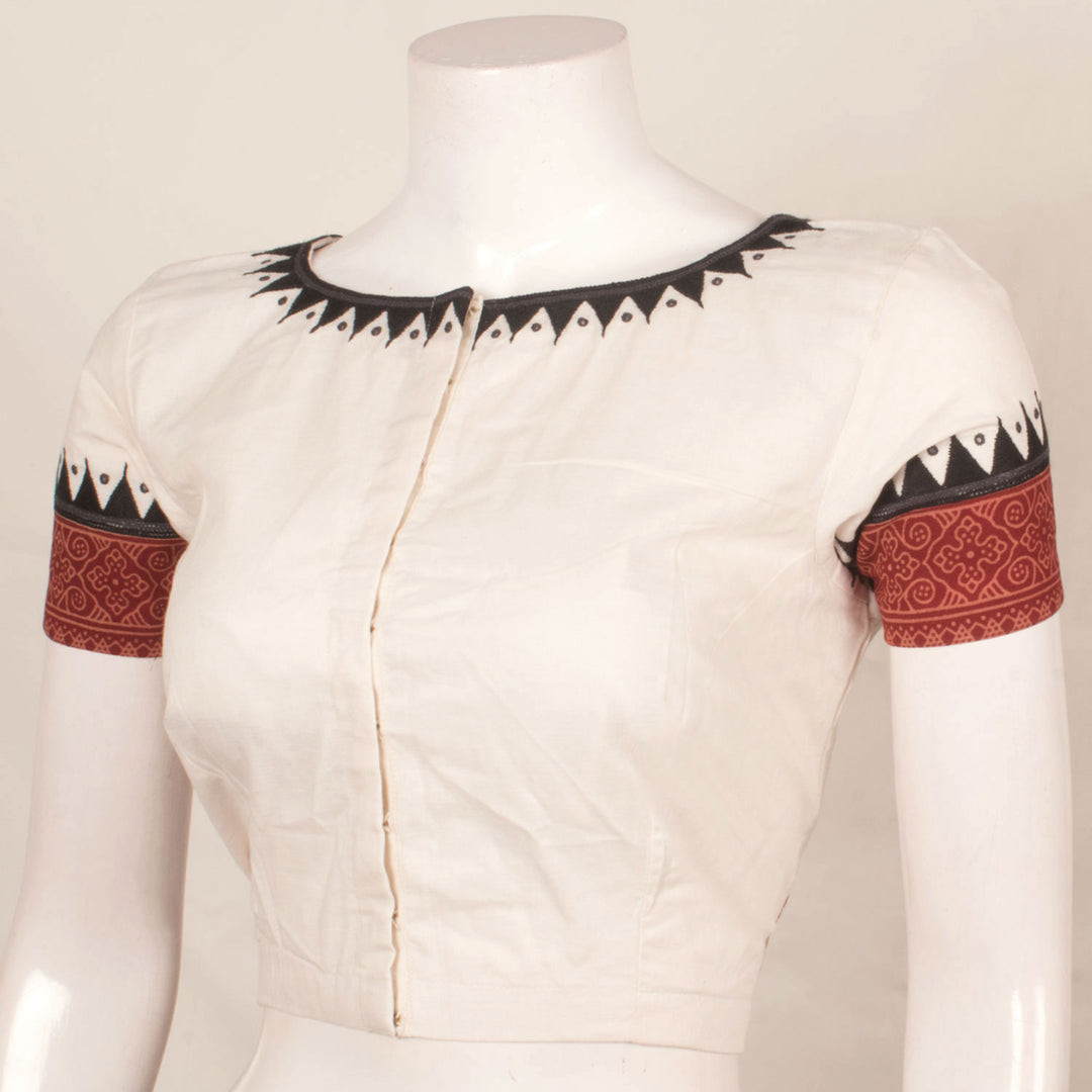 Handcrafted Cotton Blouse with Mirror Work Embroidery 