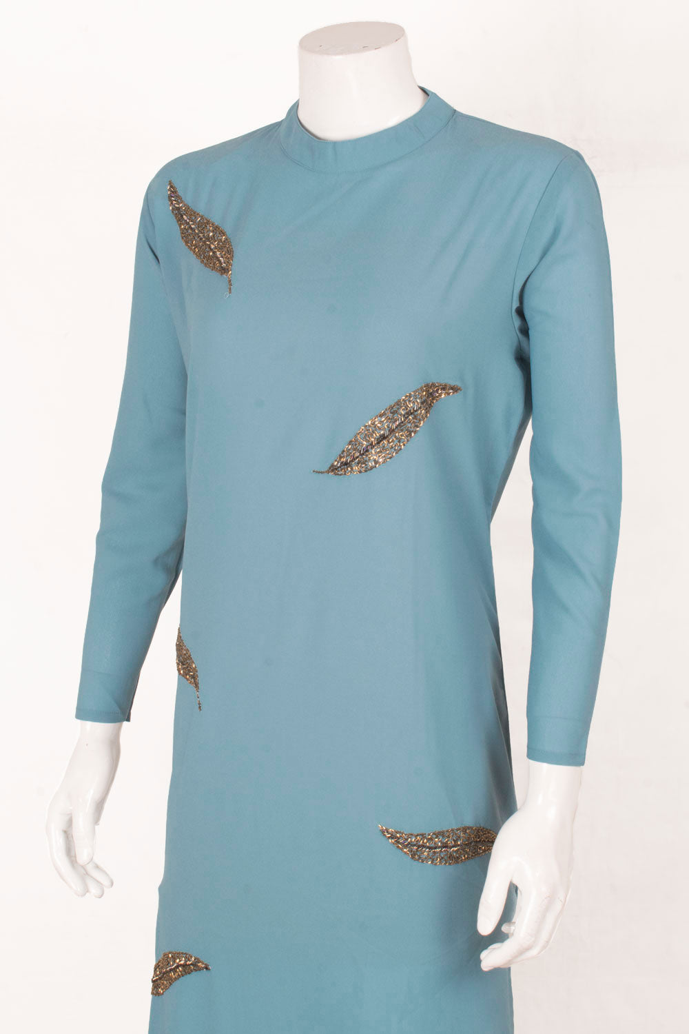 Handcrafted Georgette Dress with Sequin Work Leaf Design