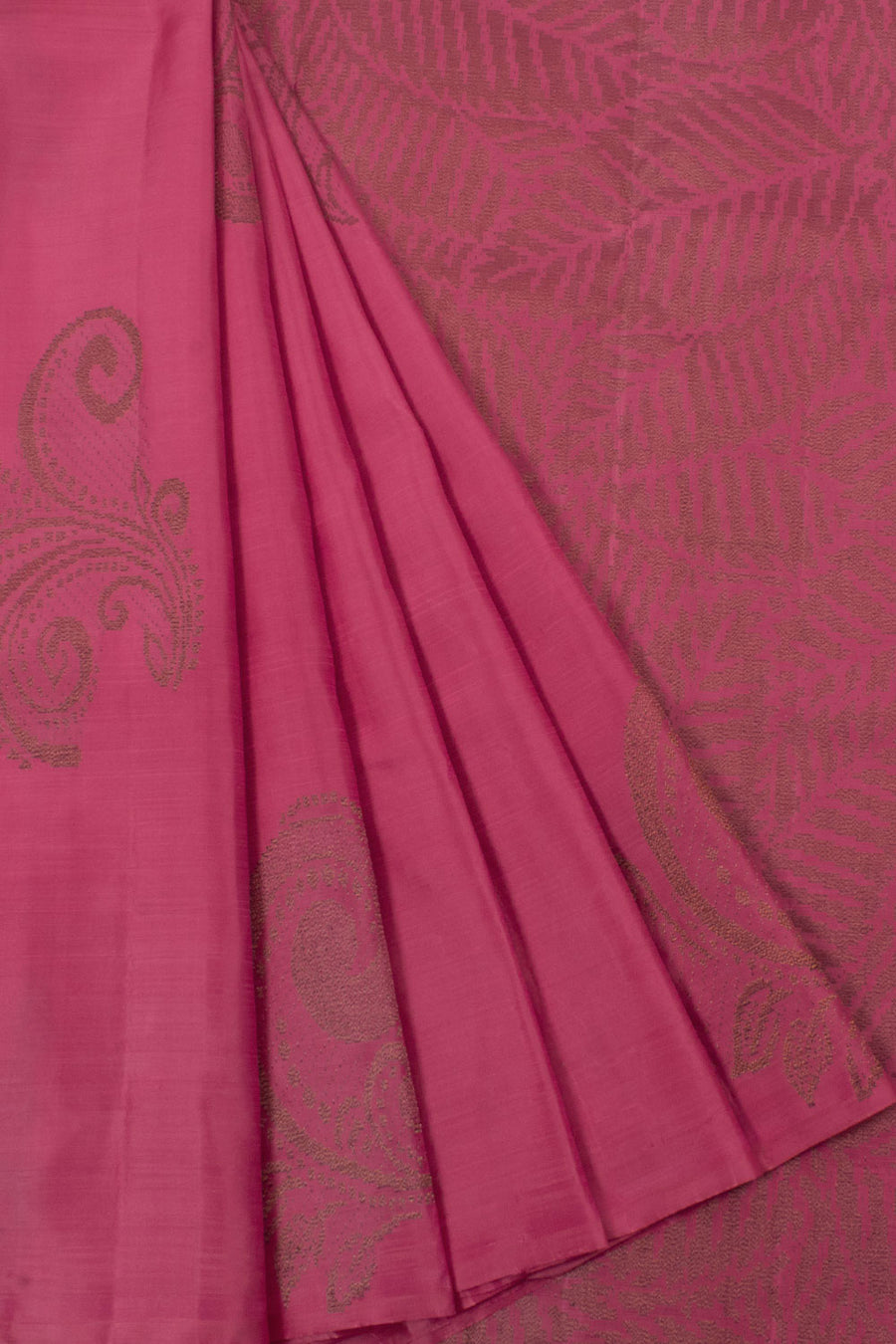 Handloom Borderless Pure Zari Threadwork Kanjivaram Silk Saree with Floral Motifs