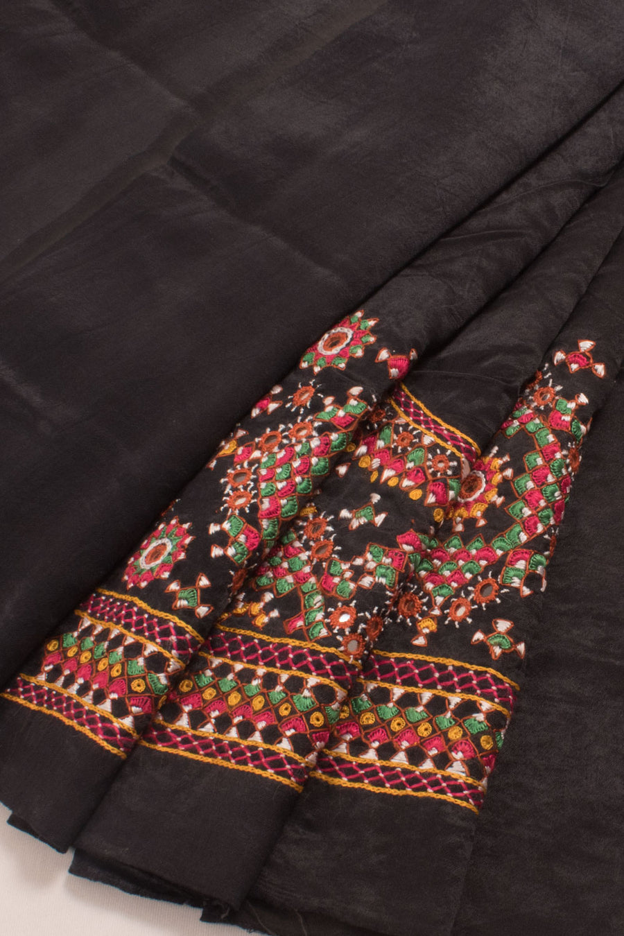 Hand Embroidered Mashru Blouse Material with Mirror Work