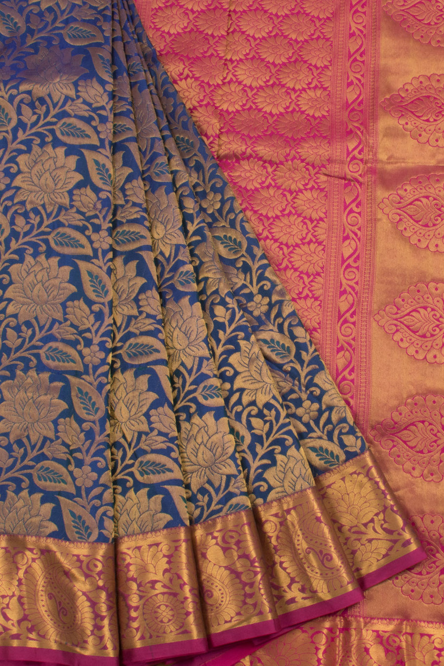 Dharmavaram Jacquard Silk Saree with Floral Brocade Design 