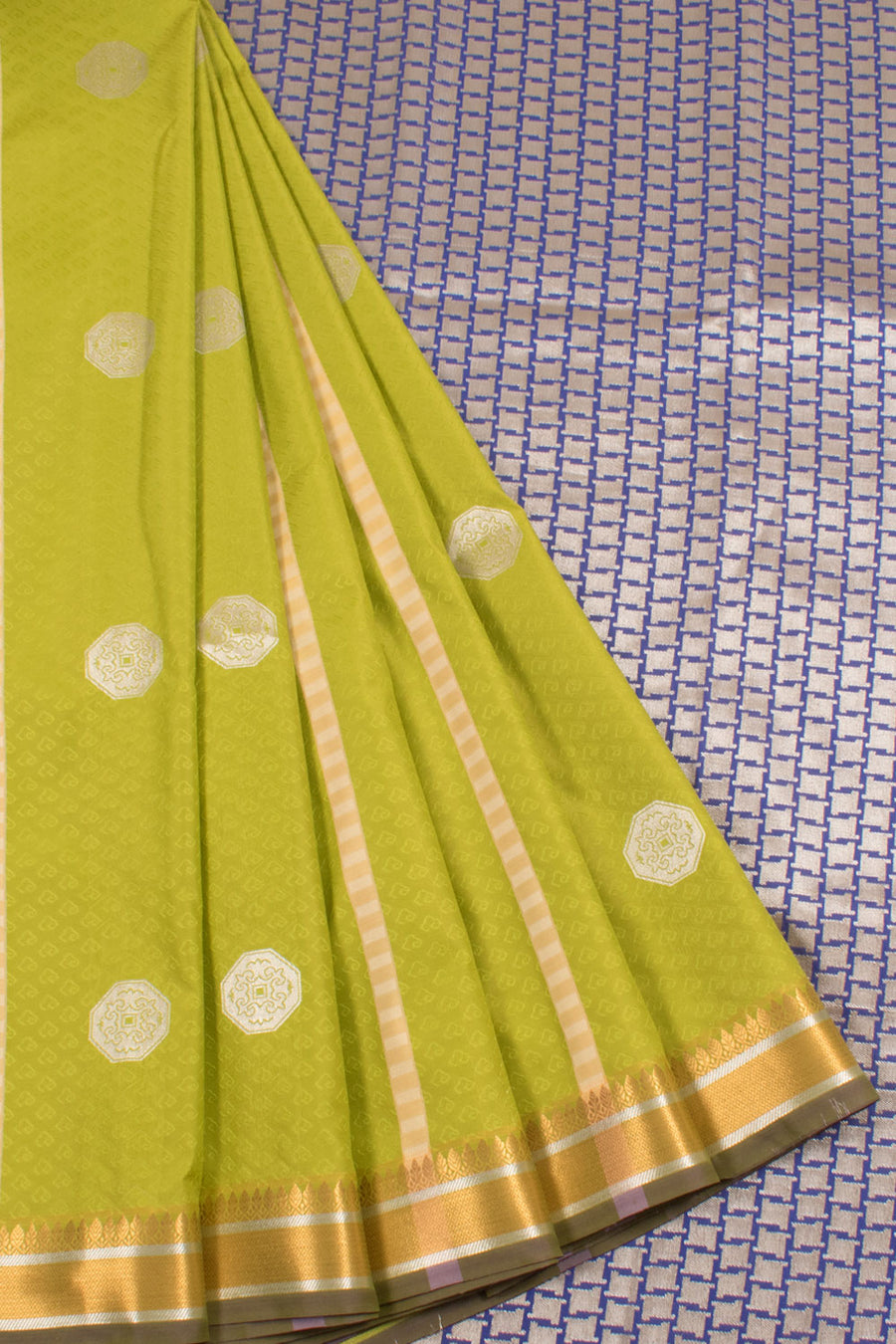 Salem Jacquard Silk Saree with Geometric, Stripes Design