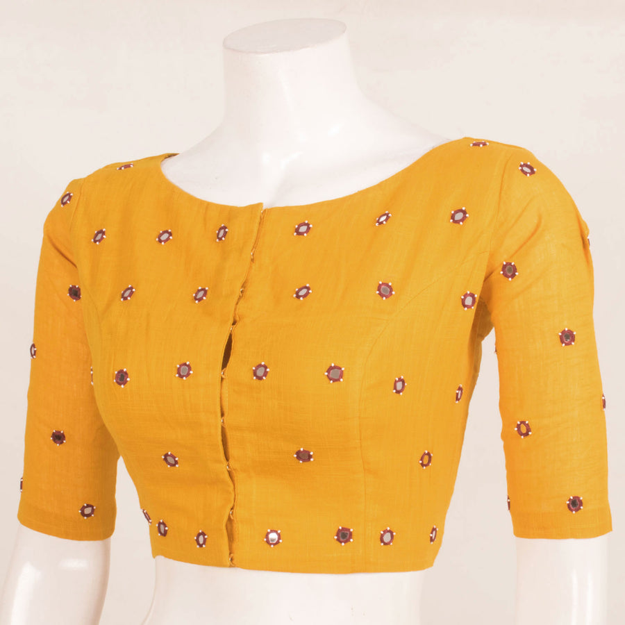 Hand Embroidered Cotton Blouse with Mirror Work
