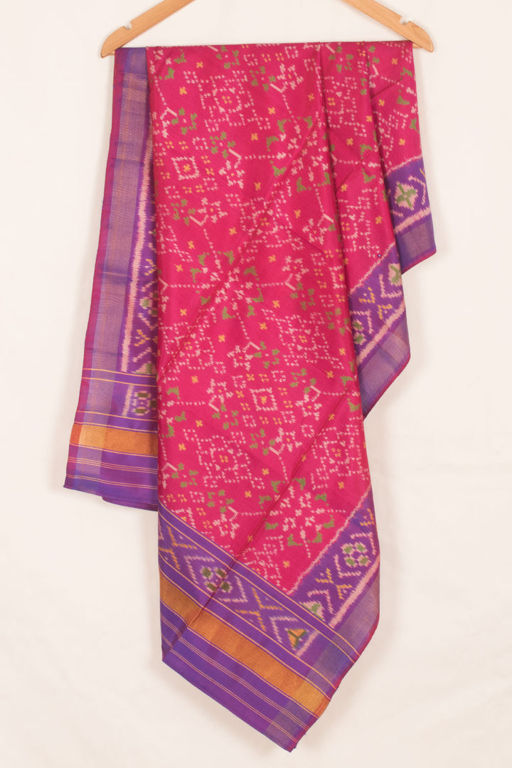 Handcrafted Patola Ikat Mulberry Silk Dupatta with Tissue Border