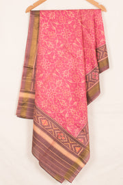 Handcrafted Patola Ikat Mulberry Silk Dupatta with Tissue Border