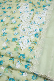 Hand Embroidered Chikankari Kota Cotton 2-Piece Salwar Suit Material with Kota Cotton Dupatta