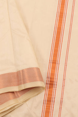 Handloom Kanjivaram Silk Dhoti with Copper Colour Zari Border