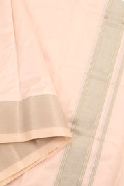 Handloom Kanjivaram Silk Dhoti with Stripes and Silver Zari Border