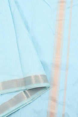 Handloom Kanjivaram Silk Dhoti with Silver Zari Border