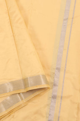 Handloom Kanjivaram Silk Dhoti with Silver Zari Border