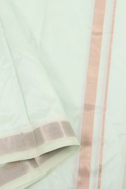 Handloom Kanjivaram Silk Dhoti with Silver Zari Border