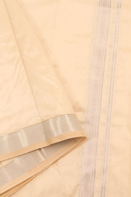 Handloom Kanjivaram Silk Dhoti with Silver Zari Border 