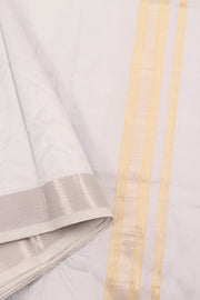 Handloom Kanjivaram Silk Dhoti with Silver Zari Border
