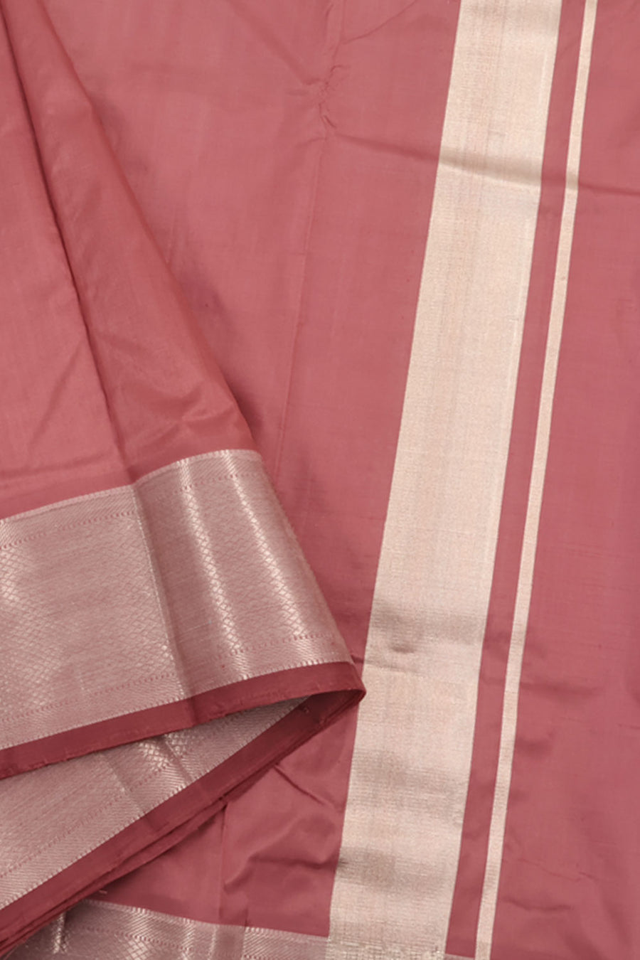 Handloom Kanjivaram Silk Dhoti with Silver Zari Border