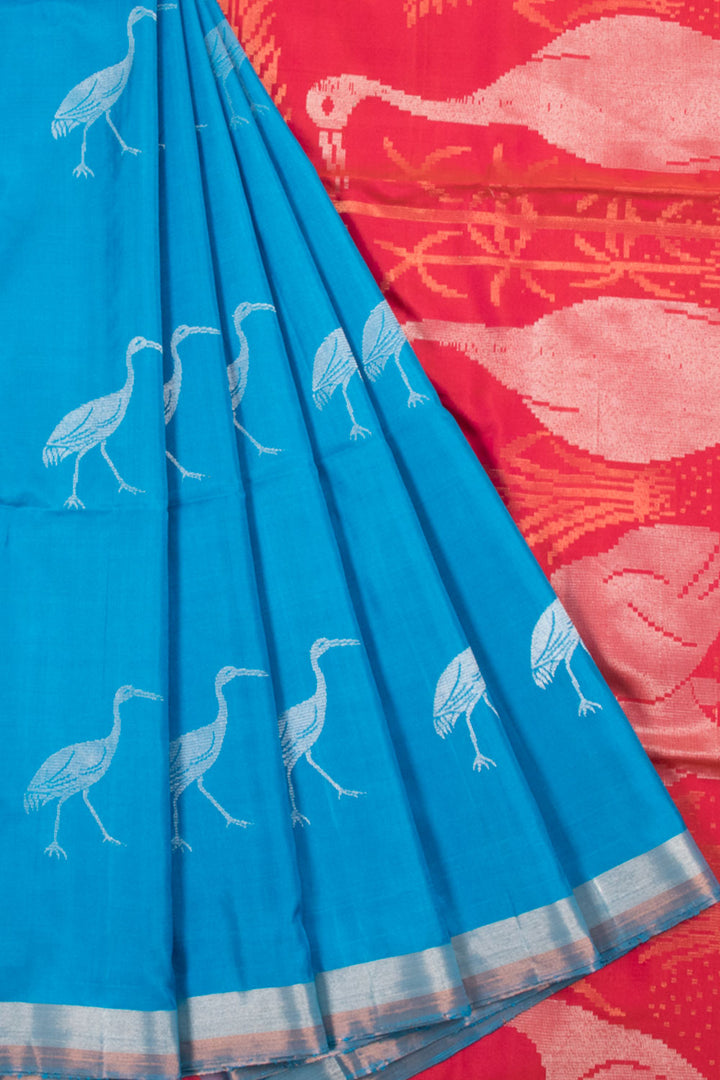 Handloom Kanjivaram Soft Silk Saree with Bird Motifs and Bird design Pallu
